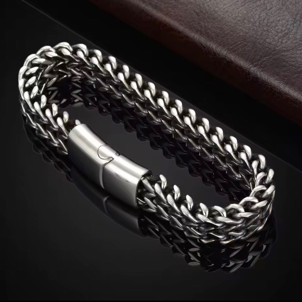 Stainless Steel Double Weave Chain Bracelet